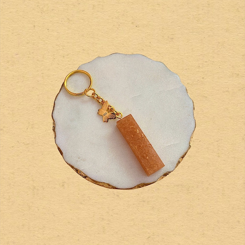 Custom Letter “I” Butterfly Key Chain - Peach Gold